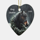 Gedateerd Kerstmis Paard Liefde Kunst Keramisch Ornament (Links)