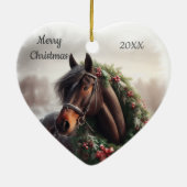 Gedateerd Kerstmis Paard Liefde Kunst Keramisch Ornament (Achterkant)