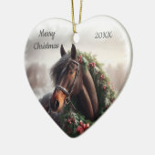 Gedateerd Kerstmis Paard Liefde Kunst Keramisch Ornament (Links)