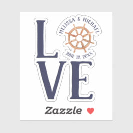 Gedateerd #Nautical Schip's Wheel #LOVE Bruiloft Sticker