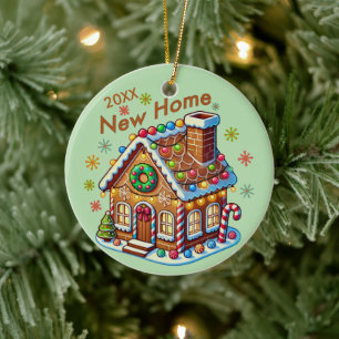 Gedateerd Nieuw Home Gingerbread House Keramisch Ornament