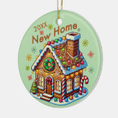 Gedateerd Nieuw Home Gingerbread House Keramisch Ornament (Links)