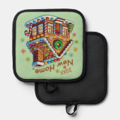 Gedateerd Nieuw Home Gingerbread House Pannenlap (Voorkant / Achterkant)