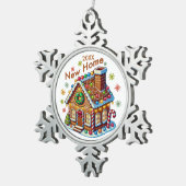Gedateerd Nieuw Home Gingerbread House Tin Sneeuwvlok Ornament (Rechts)