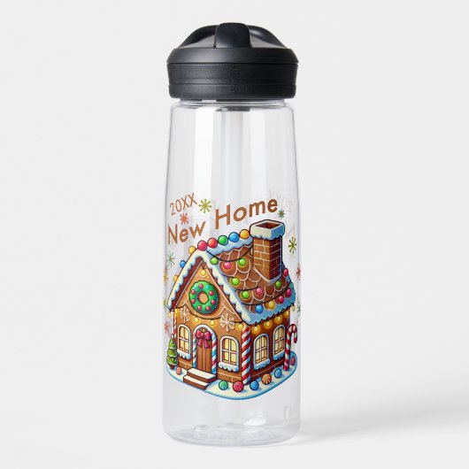 Gedateerd Nieuw Home Gingerbread House Waterfles (Voorkant)