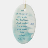 Gedateerd Psalm 91:4 onder zijn vleugels toevlucht Keramisch Ornament (Rechts)