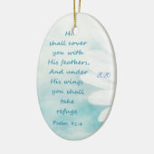 Gedateerd Psalm 91:4 onder zijn vleugels toevlucht Keramisch Ornament (Links)