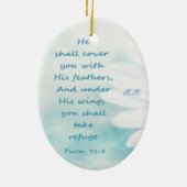 Gedateerd Psalm 91:4 onder zijn vleugels toevlucht Keramisch Ornament (Achterkant)