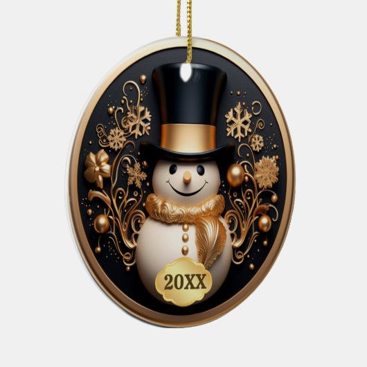 Gedateerd Schattige Sneeuwman Kerst Ornament (Rechts)