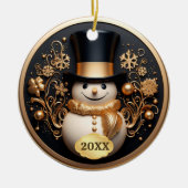 Gedateerd Schattige Sneeuwman Kerst Ornament (Voorkant)