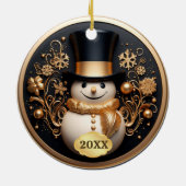 Gedateerd Schattige Sneeuwman Kerst Ornament (Achterkant)