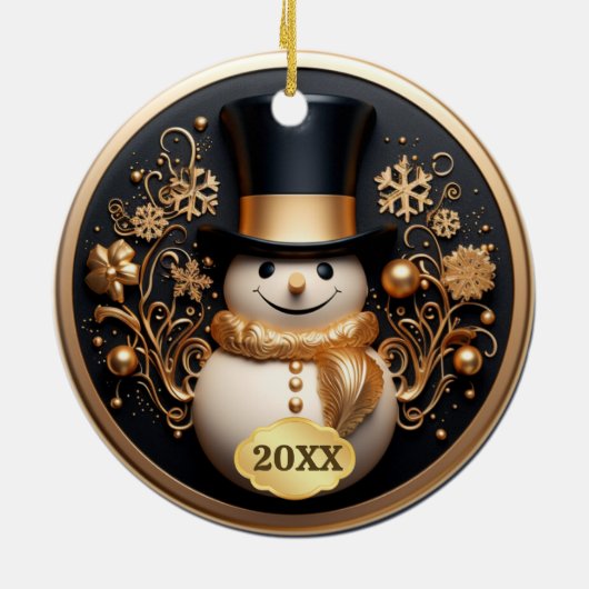 Gedateerd Schattige Sneeuwman Kerst Ornament (Achterkant)