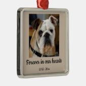 Gedateerde aangepaste foto Bulldog hond ter nageda Metalen Ornament (Rechts)