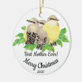 Gedateerde aangepaste Waterverf moedercitaatvogels Keramisch Ornament (Links)