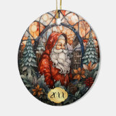 Gedateerde Custom Santa Glas in lood Kerst Keramisch Ornament (Links)
