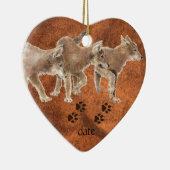 Gedateerde douane, Wolf, Wolven & Tracks Animal Keramisch Ornament (Rechts)