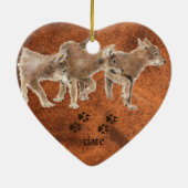 Gedateerde douane, Wolf, Wolven & Tracks Animal Keramisch Ornament (Achterkant)