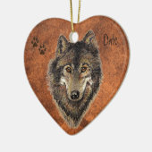 Gedateerde douane, Wolf, Wolven & Tracks Animal Keramisch Ornament (Links)