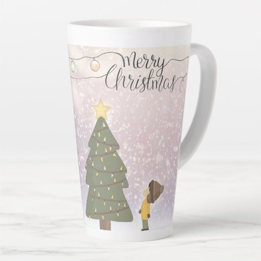 Gedateerde gele ster kerstkunst latte mok (Rechterhoek)