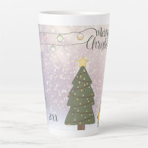 Gedateerde gele ster kerstkunst latte mok
