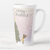 Gedateerde gele ster kerstkunst latte mok (Rechts)