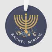Gedateerde Keepsake Baby's eerste Chanoeka | Blauw Ornament (voorkant)