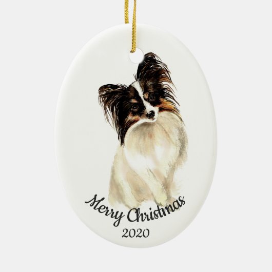 Gedateerde Kerst Custom Waterverf Duitse Herder Keramisch Ornament (Achterkant)