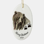 Gedateerde Kerst Custom Waterverf Grizzly Beren Keramisch Ornament (Rechts)