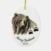 Gedateerde Kerst Custom Waterverf Grizzly Beren Keramisch Ornament (Voorkant)