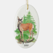 Gedateerde Kerst Custom Waterverf Herten Dier Keramisch Ornament (Rechts)