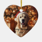 Gedateerde Kerst Golden Retriever Hond Pet Keramisch Ornament (Voorkant)