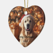 Gedateerde Kerst Golden Retriever Hond Pet Keramisch Ornament (Links)