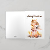 Gedateerde Kerstmis Engel voor Vreugde Zegen Folie Wenskaart (Buiten Laag)