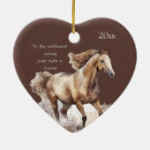 Gedateerde Kerstvlieg zonder vleugels Paard Liefde Keramisch Ornament (Achterkant)