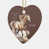 Gedateerde Kerstvlieg zonder vleugels Paard Liefde Keramisch Ornament (Links)