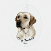 Gedateerde kerstWaterverf Golden Labrador Dog Metalen Ornament (Voorkant)