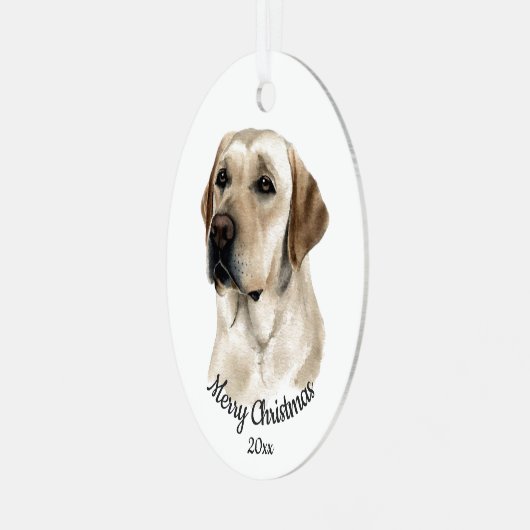 Gedateerde kerstWaterverf Golden Labrador Dog Metalen Ornament (Voorkant links)