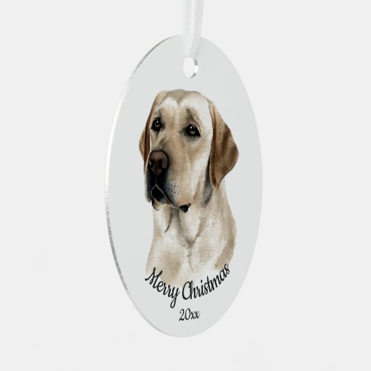 Gedateerde kerstWaterverf Golden Labrador Dog Metalen Ornament (Voorkant Rechts)