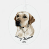 Gedateerde kerstWaterverf Golden Labrador Dog Metalen Ornament (Achterkant)