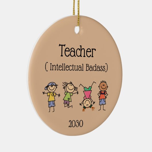 Gedateerde leraar en Intellectueel Badass Quote Keramisch Ornament (Rechts)