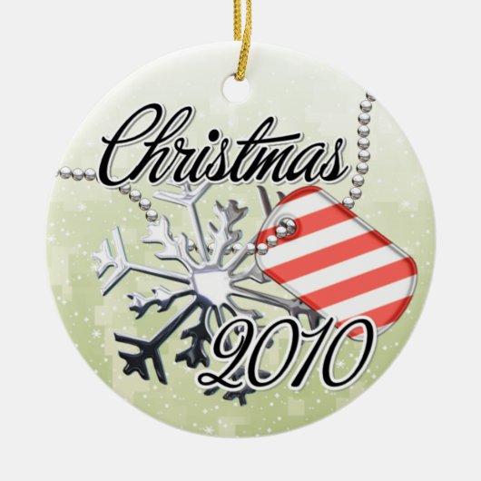 Gedateerde militaire kerstversiering keramisch ornament (Voorkant)