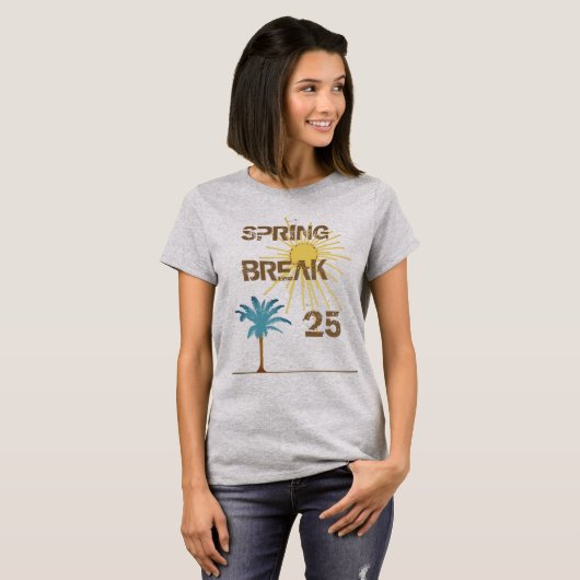 Gedateerde Spring Break Palmbomen en Sunsert T-shirt (Voorkant volledig)
