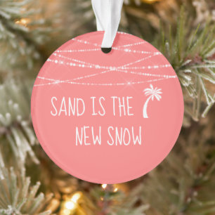 Gedateerde Tropische Koraal Eerste Kerstmis in Flo Ornament