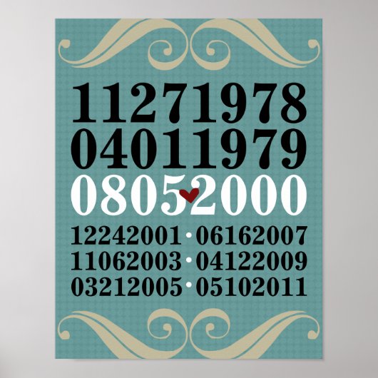 Gedateerde wandkunst - families met 6 kinderen poster (Voorkant)