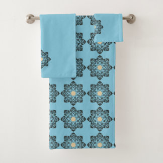 Gedecoreerd geometrisch bloemmedaillonpatroon bad handdoek