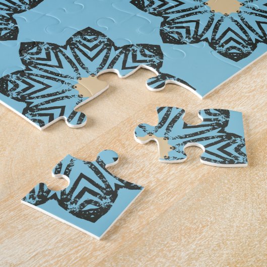 Gedecoreerd geometrisch bloemmedaillonpatroon legpuzzel (Zijkant)