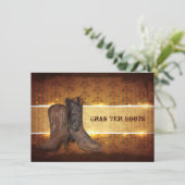 Gedecoreerd westers land cowboy bruiloft aankondiging (Staand voorkant)