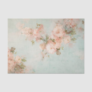 Gedecoreerde Bleke Koraal / Roze Bloemen aan de Ra Tissuepapier