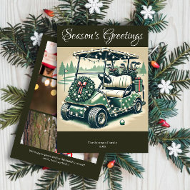 Gedecoreerde golfkar · Donker Olijfgroen Foto Feestdagenkaart