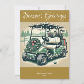 Gedecoreerde golfkar · Gouden foto Feestdagenkaart (Voorkant)